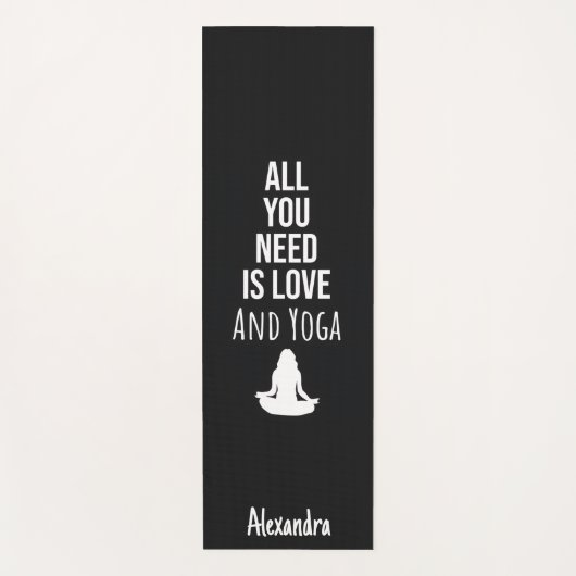 Cute Yoga Mat Yogi Modern Unique Meditation Black ヨガマット (正面)