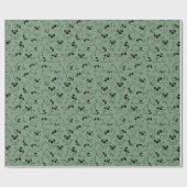 cute yoga pet dog pattern green background ラッピングペーパー (フラット)