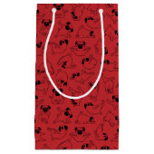 cute yoga pet dog pattern red background スモールペーパーバッグ (正面)