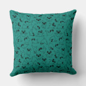 cute yoga pet dog pattern turquoise background クッション (裏面)