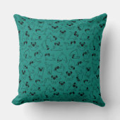 cute yoga pet dog pattern turquoise background クッション (正面)