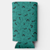 cute yoga pet dog pattern turquoise background スリム缶クーラー (裏面)
