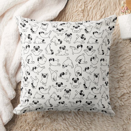 cute yoga pet dog pattern white background クッション (ブランケット)
