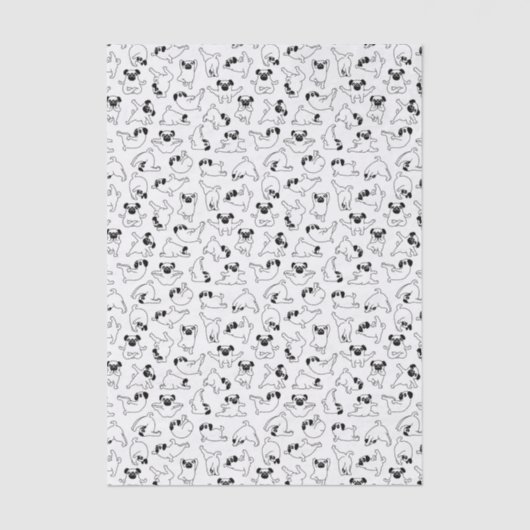 cute yoga pet dog pattern white background 薄葉紙 (正面)