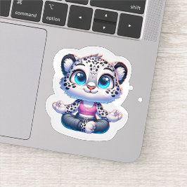 Cute Yoga Sport Anime Snow Leopard Stickers シール
