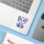 Cute Yoga Sport Anime Snow Leopard Stickers シール (ノートパソコンとiPhone)