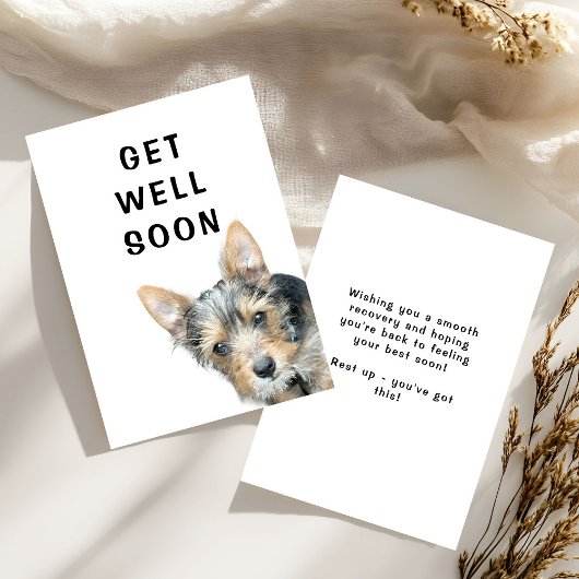 Cute Yorkie Get Well Soon カード