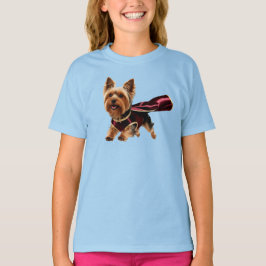 Cute Yorkie Superhero Kid's T-Shirt Tシャツ