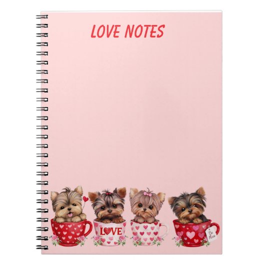 Cute Yorkie Teacup Valentine’s Day Notebook ノートブック (正面)