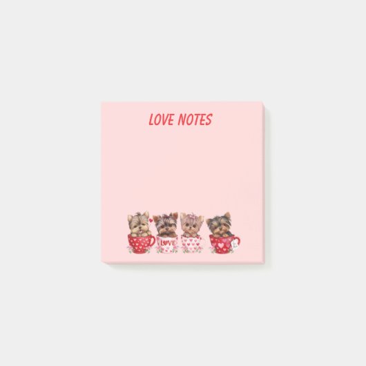 Cute Yorkie Teacup Valentine’s Day Notes ポストイット (正面)