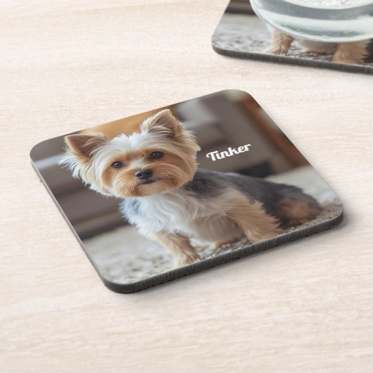 Cute Yorkshire Personalized Beverage Coaster Set コースター (左側)