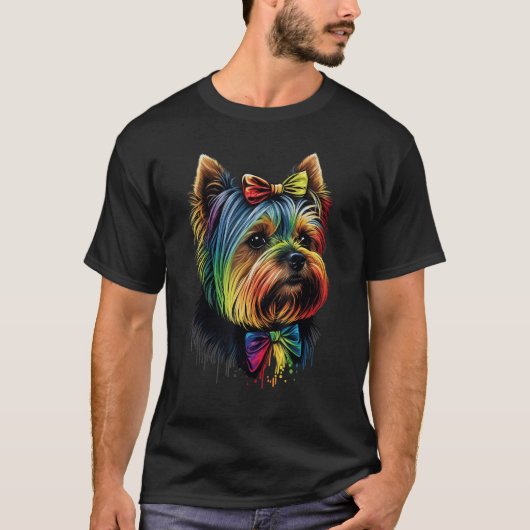 Cute Yorkshire Terrier Dog on Yorkshire Terrier Lo Tシャツ (正面)