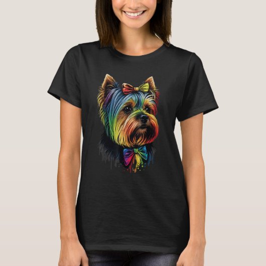 Cute Yorkshire Terrier Dog on Yorkshire Terrier Lo Tシャツ (正面)