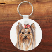 Cute Yorkshire Terrier Puppy Dog Painted Key Chain キーホルダー (正面)