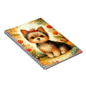 Cute Yorkshire Terrier Puppy with Red Bow ノートブック (右側)