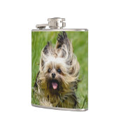 Cute Yorkshire Terrier Running Through Grass フラスク (左)