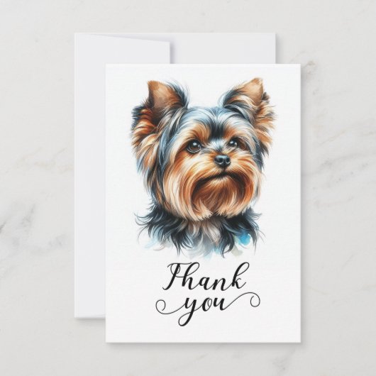 Cute Yorkshire Terrier Yorkie Illustration Art サンキューカード (正面)