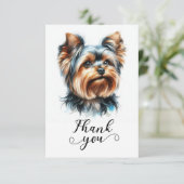 Cute Yorkshire Terrier Yorkie Illustration Art サンキューカード (スタンド正面)