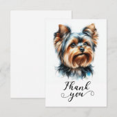 Cute Yorkshire Terrier Yorkie Illustration Art サンキューカード (正面/裏面)