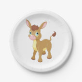 Cute Young Donkey with Big Blue Eyes ペーパープレート (正面)