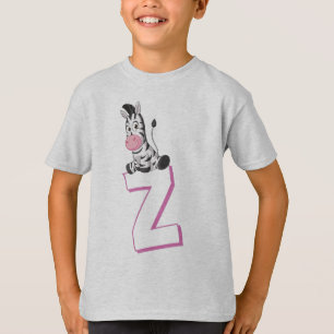 Cute Z for Zebra – キッズイングリッシュABCDアルファベット Tシャツ