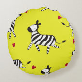 Cute Zebra cartoon seamless pattern background ill ラウンドクッション (裏面)