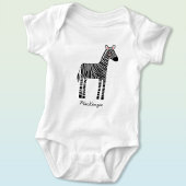 Cute Zebra Custom Name Personalized ベビーボディスーツ
