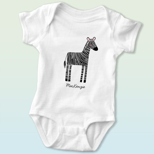 Cute Zebra Custom Name Personalized ベビーボディスーツ