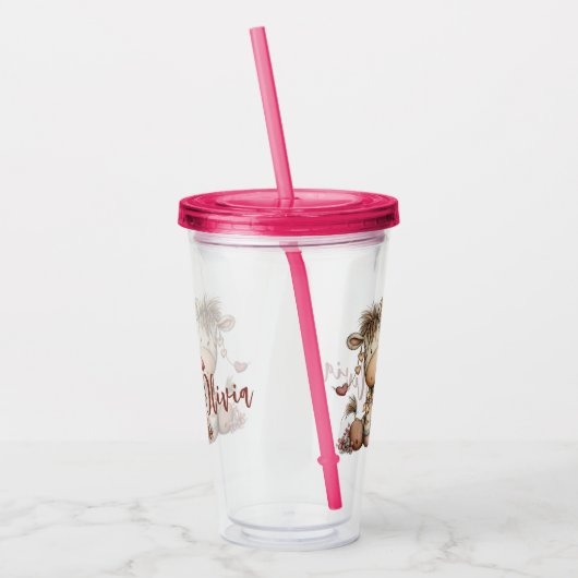 “Cute Zebra Holding Heart  アクリルタンブラー (左)