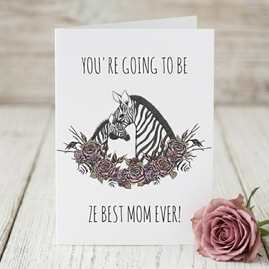 Cute Zebra Mom-to-Be Congratulations Pregnancy カード