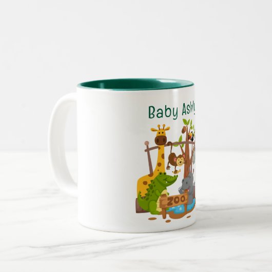 Cute Zebra Personalized kids name Coffee Mug ツートーンマグカップ (正面左)