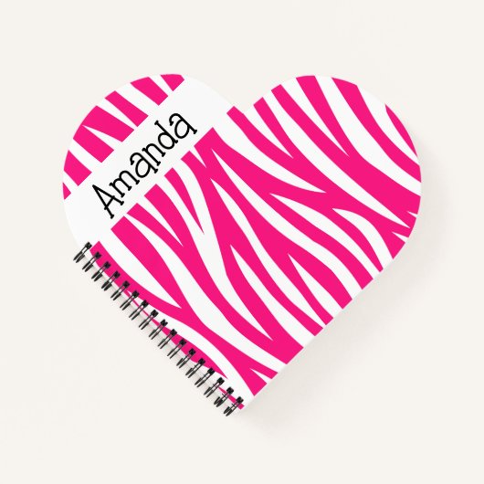Cute Zebra Print Heart Shaped ノートブック (正面)