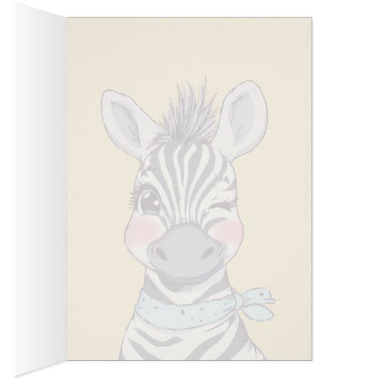 Cute Zebra with Bandana Kids Birthday Invitation (内側 (右))