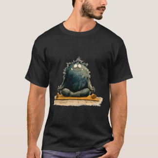Cute Zen Monster Yoga Meditation Forest Art Tシャツ