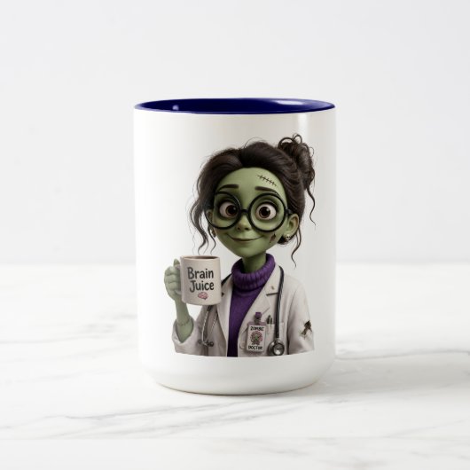 Cute Zombie Doctor Brain Juice Coffee Mug - Funny  ツートーンマグカップ (中央)