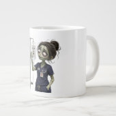 Cute Zombie ER Nurse Caffeine IV Drip Large Coffee ジャンボコーヒーマグカップ (正面右)