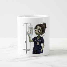 Cute Zombie ER Nurse Caffeine IV Drip Large Coffee ジャンボコーヒーマグカップ