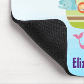 Cute Zoo Animal Ark with a Butterfly and Whale マウスパッド (コーナー)