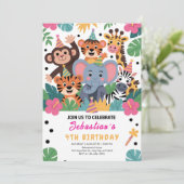 Cute Zoo Animal Kids Party 招待状 (スタンド正面)