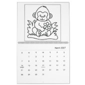 Cute Zoo Animals Coloring Calendar カレンダー (3月 2027)