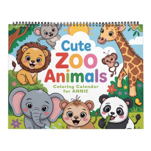 Cute Zoo Animals Coloring Calendar カレンダー (カバー)