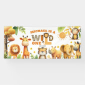 Cute ZOO Animals Safari WILD ONE 1st Birthday  横断幕 (横)