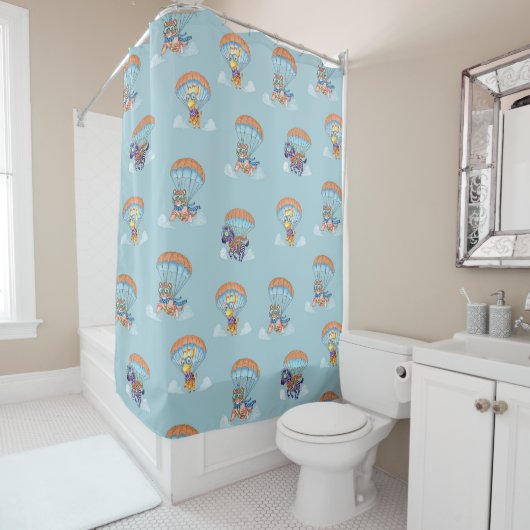 Cute Zoo Parachute Shower Curtain シャワーカーテン (インサイチュ)