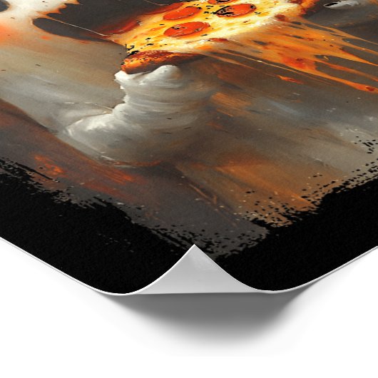 Cute Zza Ghost Eating Zza Funny Halloween Food Lov ポスター (角)