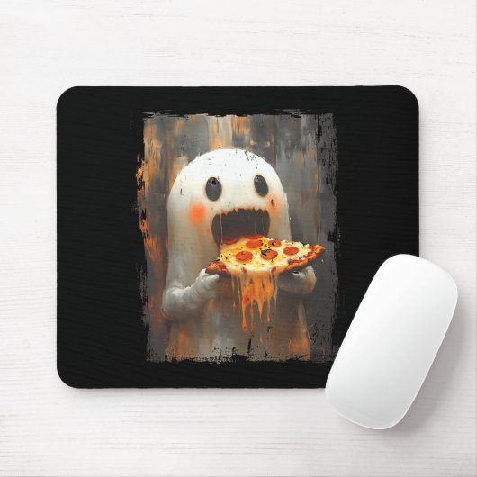 Cute Zza Ghost Eating Zza Funny Halloween Food Lov マウスパッド (マウス)