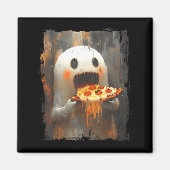 Cute Zza Ghost Eating Zza Funny Halloween Food Lov マグネット (正面)