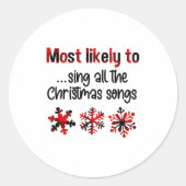 Cutecomfy Most Likely To Sing All The Christmas So ラウンドシール (正面)