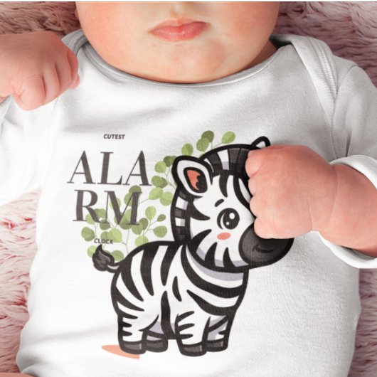 Cutest Alarm Clock Baby Zebra ベビーボディスーツ