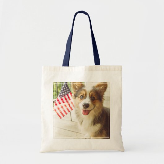 Cutest Baby Animals | American Flag Corgi トートバッグ (正面)