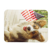 Cutest Baby Animals | American Flag Corgi マグネット (横)